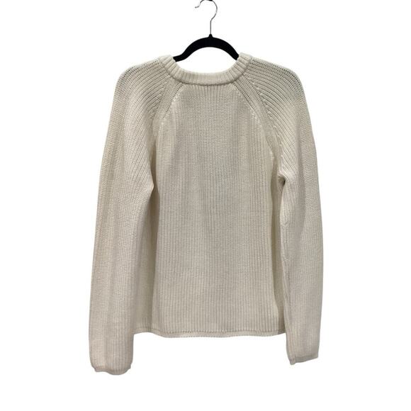 Jenni Kayne Cotton Fisherman Sweater In Ivory Long Sleeve Crewneck Size XL - Picture 10 of 15